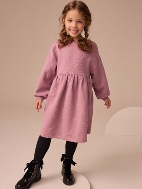 NEXT Dusky Pink Quilted Bow Jumper Dress Girls 10